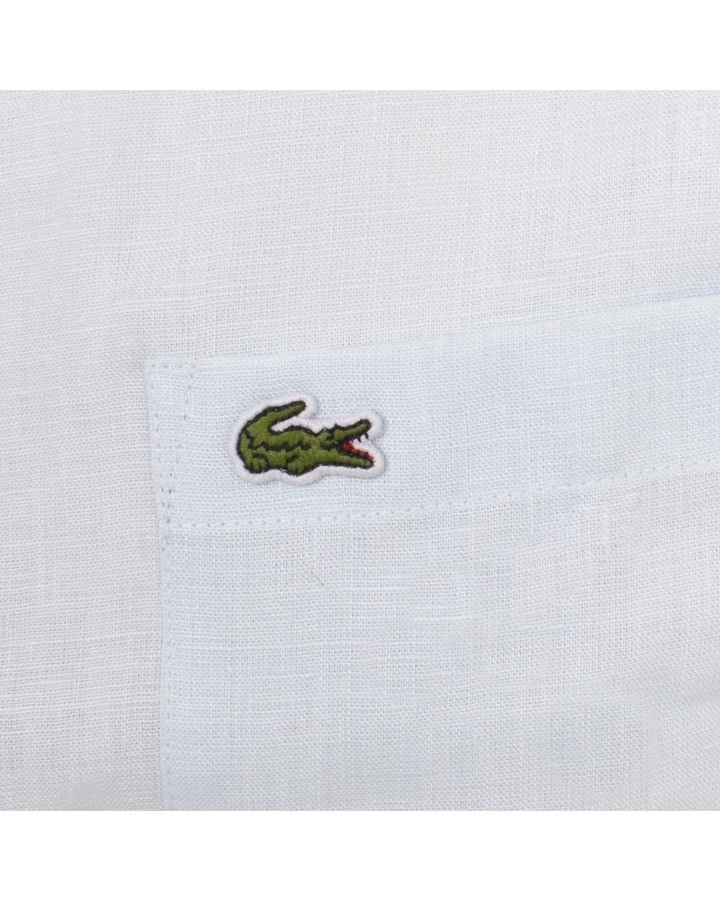 Lacoste Blue Short Sleeved Linen Shirt for men