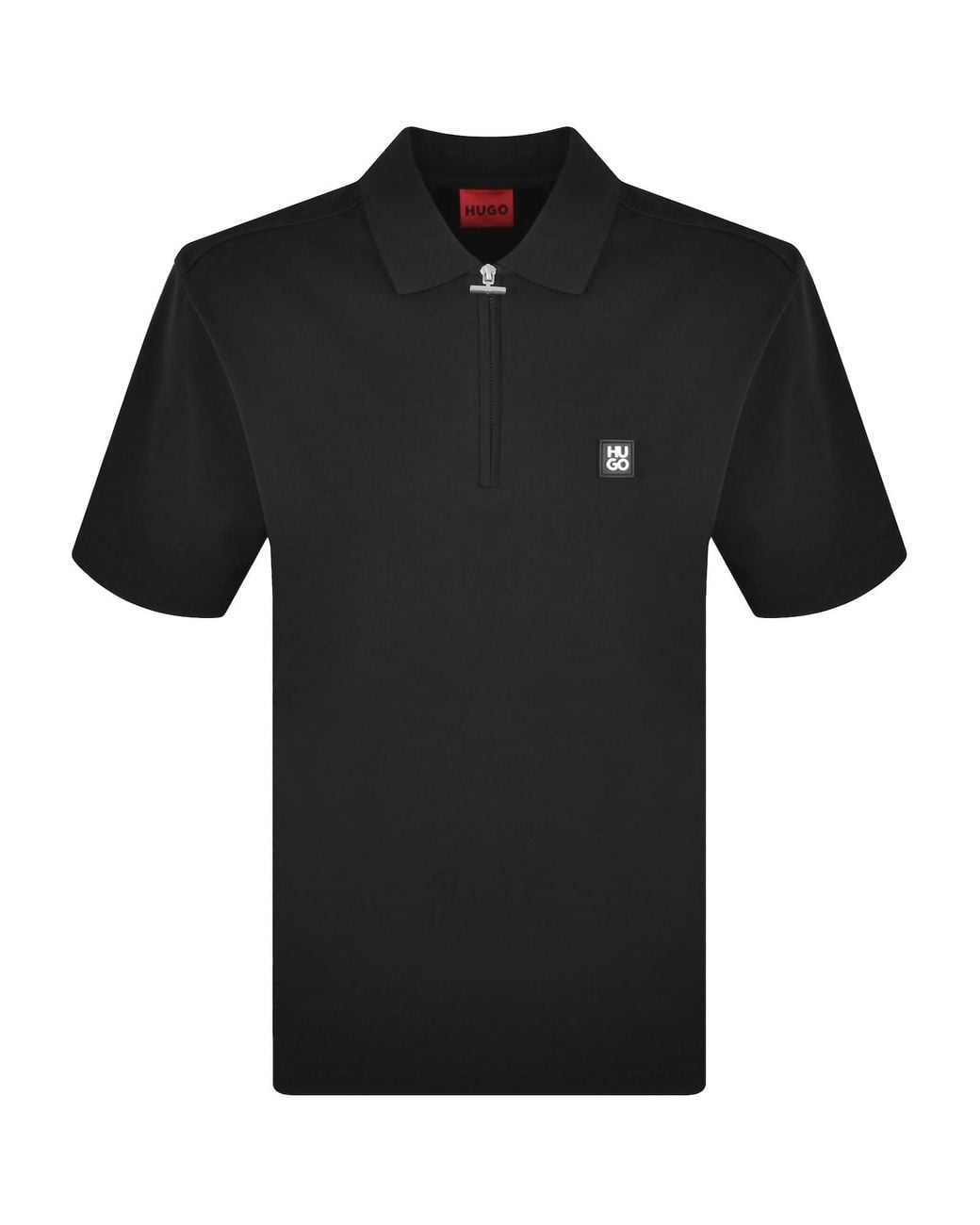 HUGO Black Dery Quarter Zip Polo for men