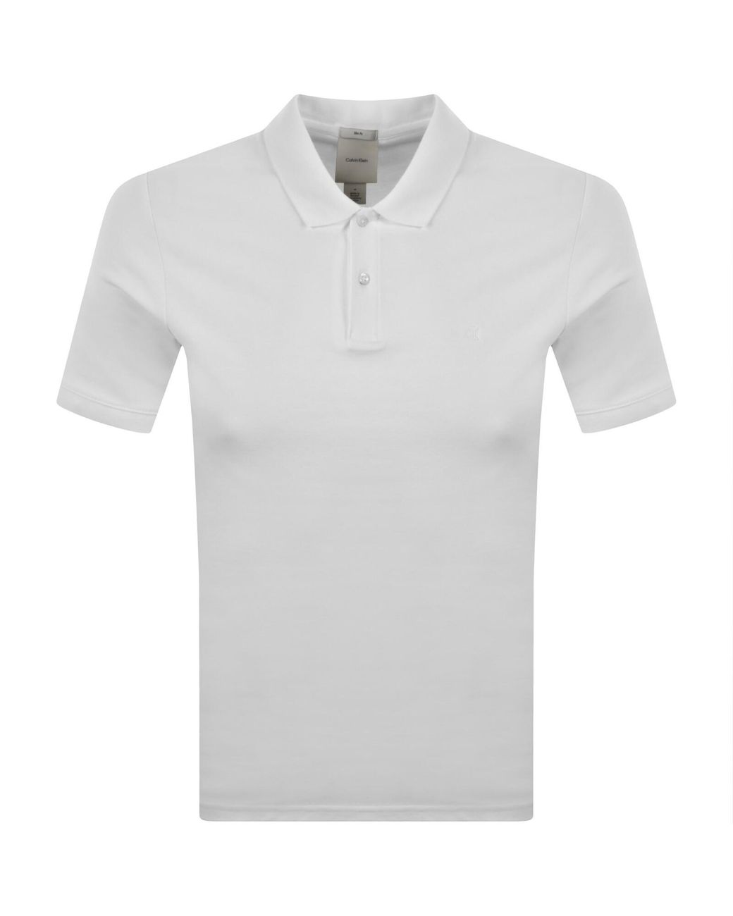 Calvin Klein White Refined Pique Polo T Shirt for men