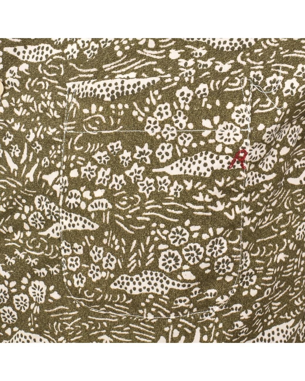 Replay Green Patterned Long Sleeved Shirt Army for men