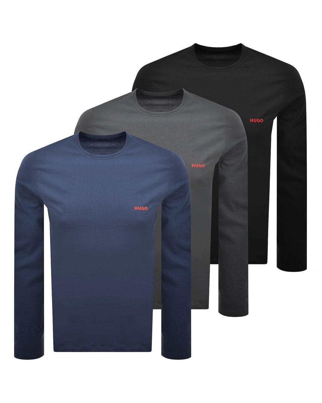HUGO Blue 3 Pack Long Sleeve T Shirts for men