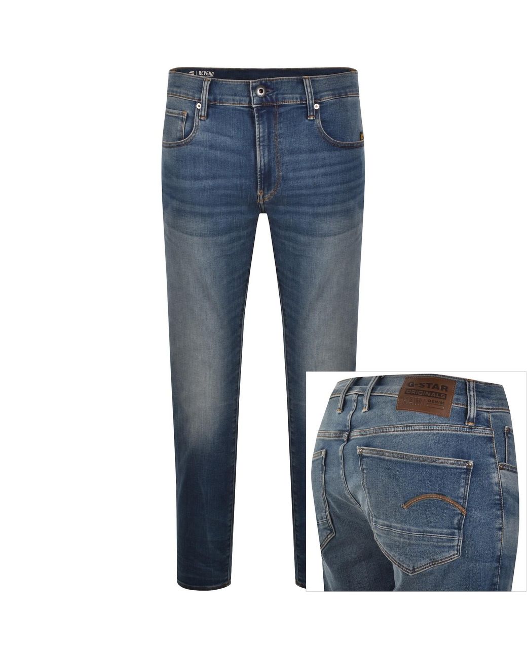 G-Star Blue G-Star Revend Skinny Jeans Mid Wash for men