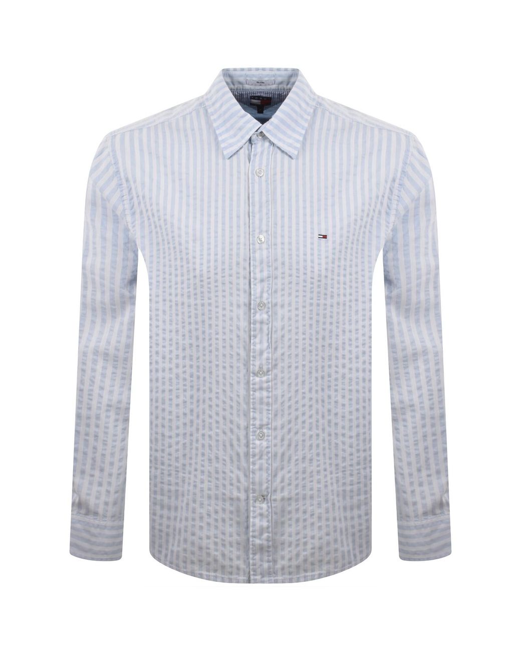Tommy Hilfiger Blue Seersucker Striped Shirt for men