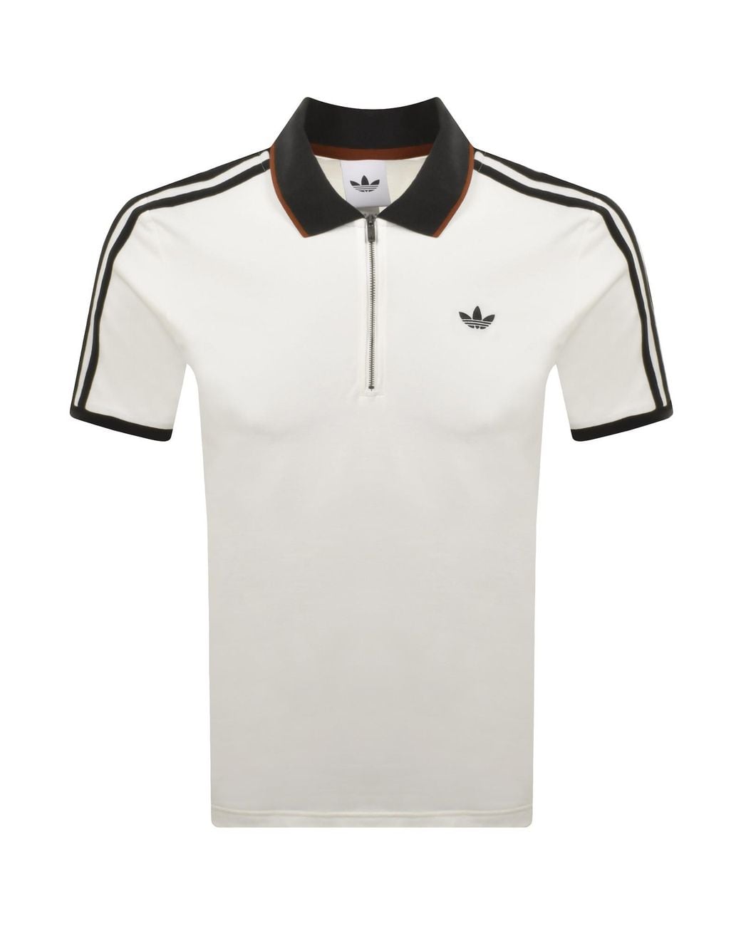 Adidas Originals White Three Stripes Polo T Shirt for men