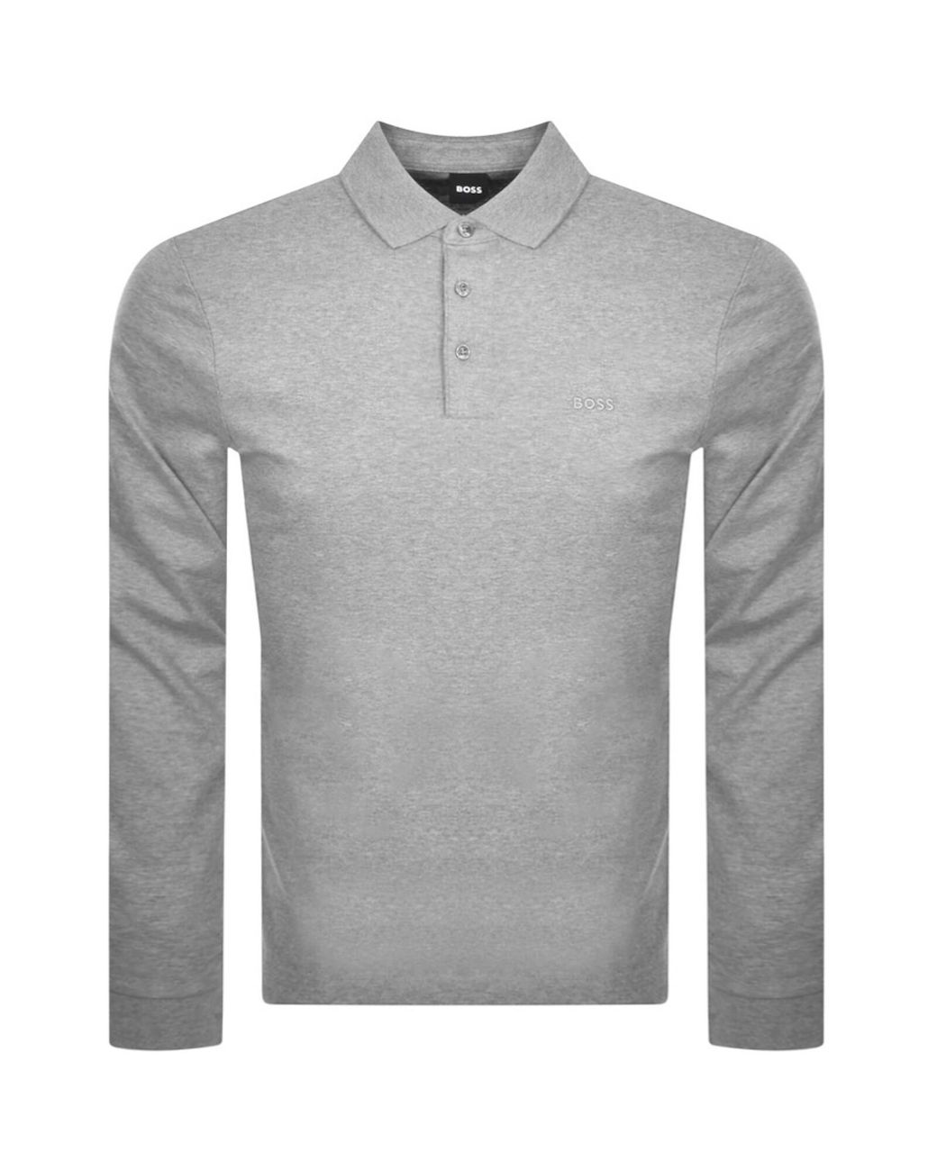 BOSS BUSINESS Gray Boss Pado 30 Long Sleeved Polo T Shirt for men