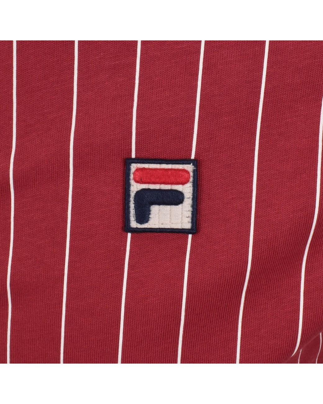 Fila Red Fila Bb1 Pinstripe Polo T Shirt Garnet for men