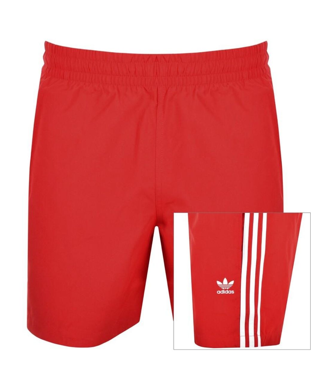 adidas 3 stripe shorts red