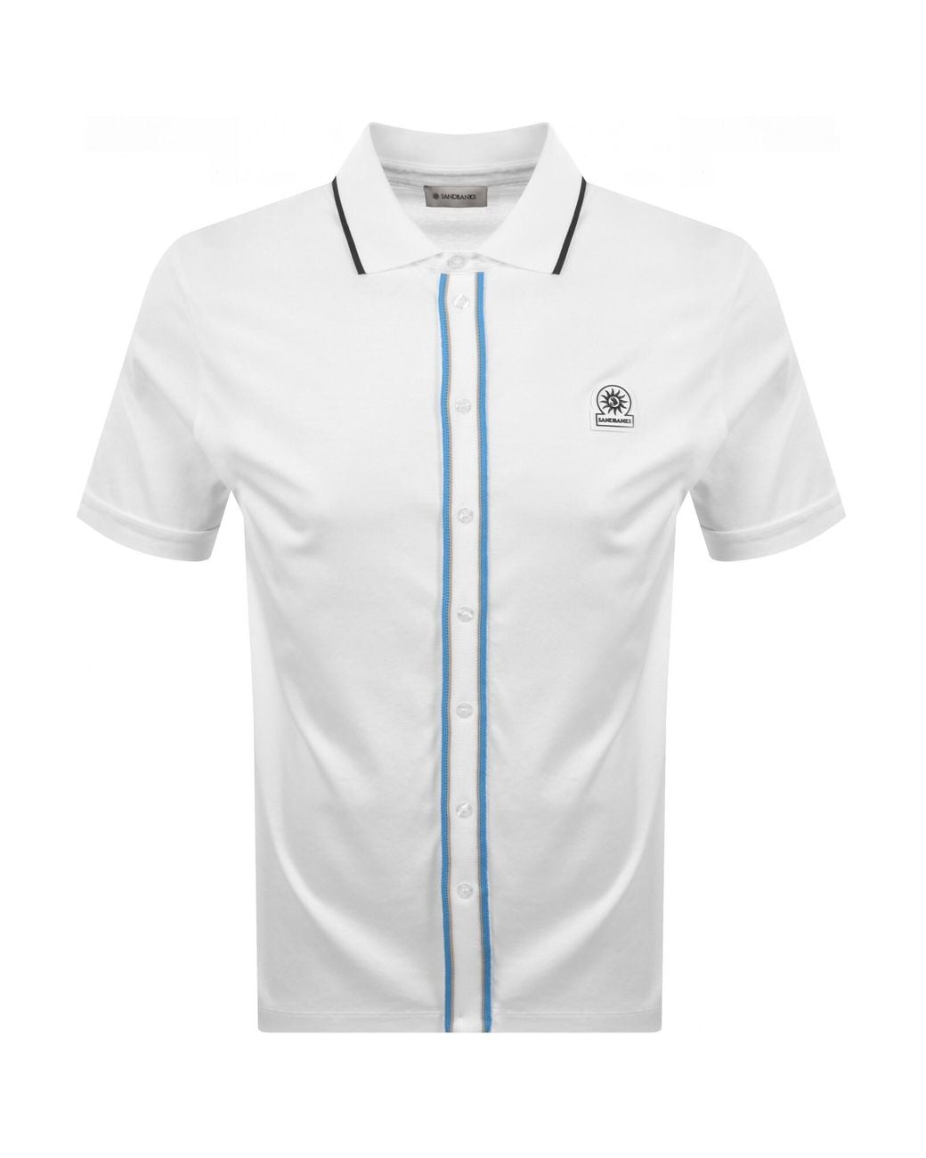 Sandbanks Blue Contrast Tipped Placket Shirt for men