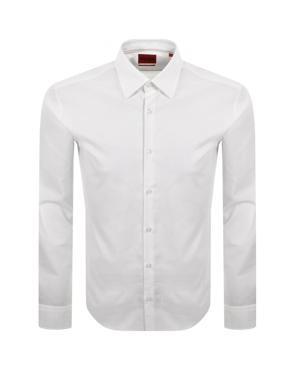 HUGO White Valerio Long Sleeve Shirt for men