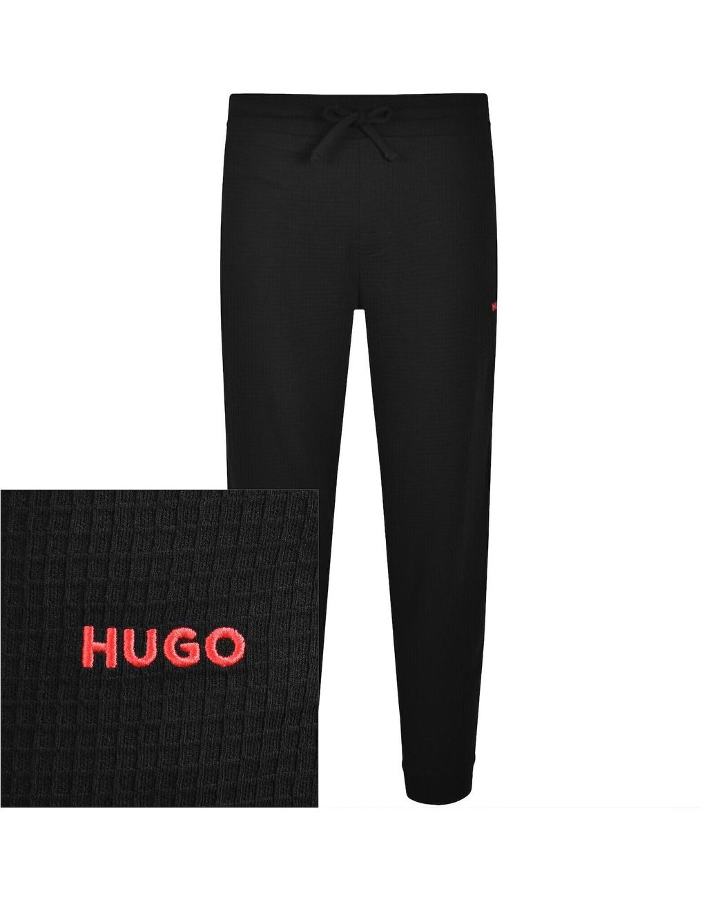 HUGO Black Austin Waffle Joggers for men