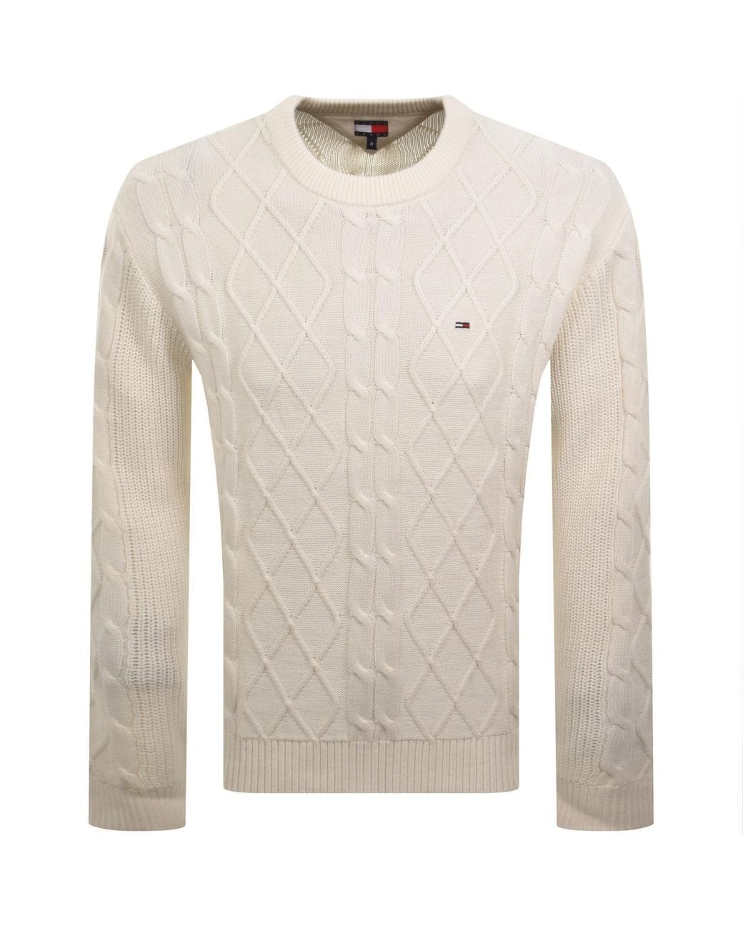 Tommy Hilfiger White Cable Knit Jumper Off for men