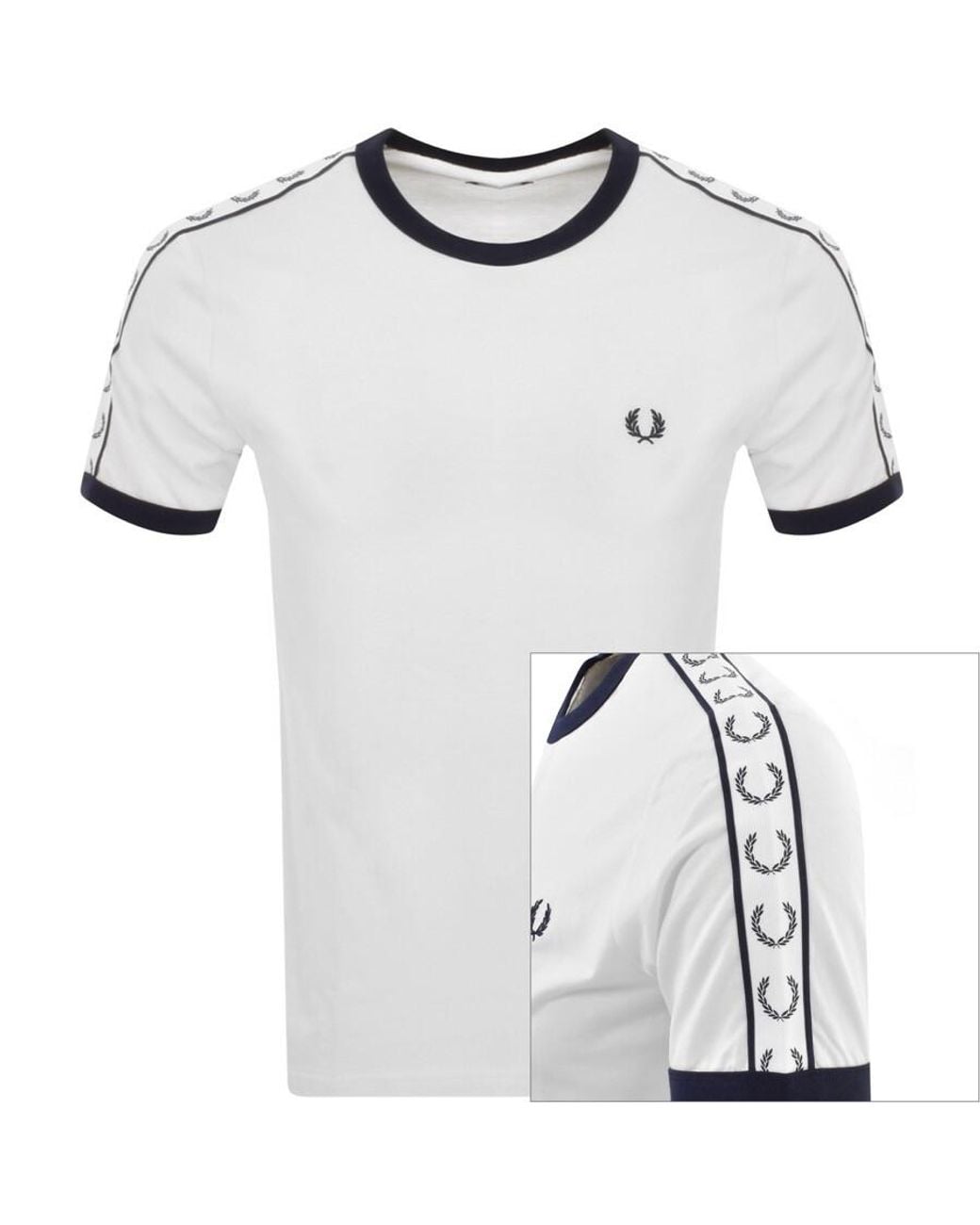 Fred Perry White Taped Ringer T-shirt M4620 Snow Xl for men