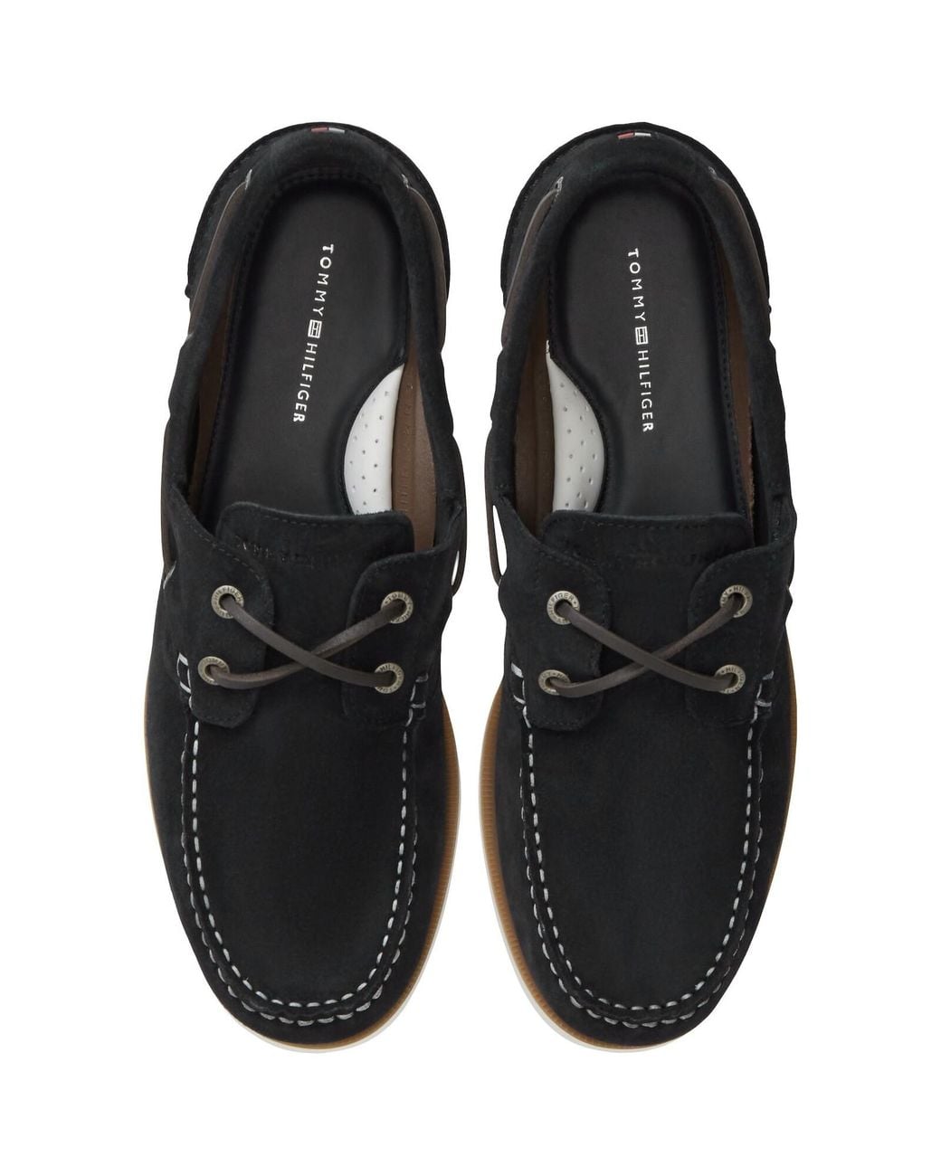 Tommy Hilfiger Black Core Suede Boat Shoes for men