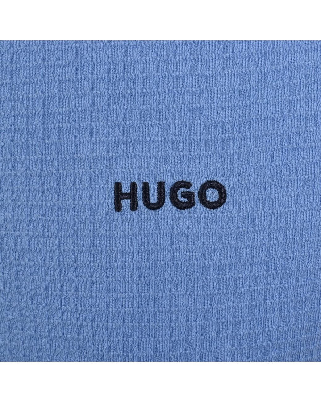 HUGO Blue Austin Waffle T Shirt for men