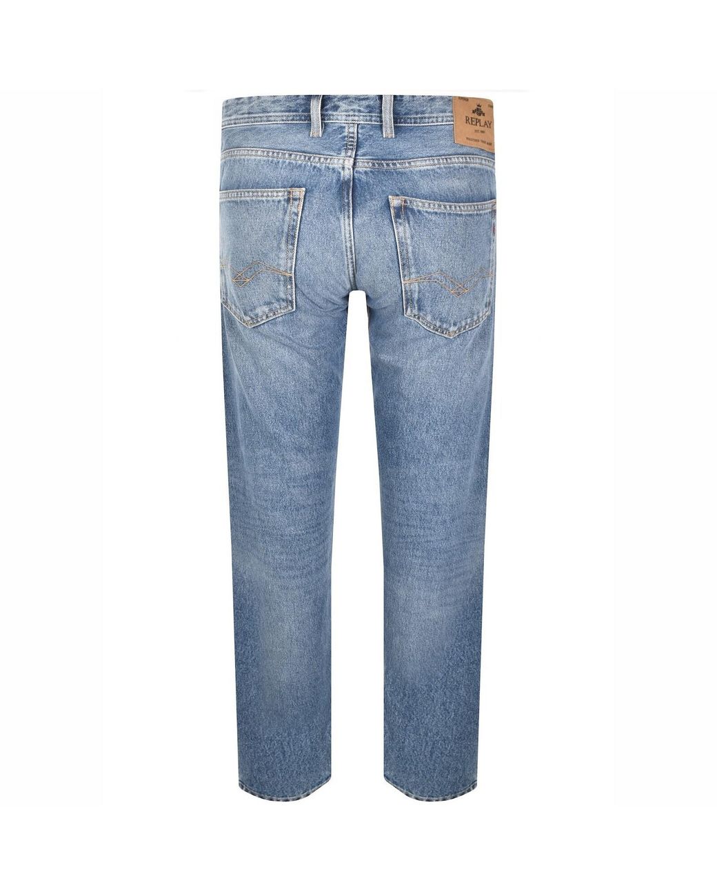 Replay Blue Grover Straight Fit Light Wash Jeans for men