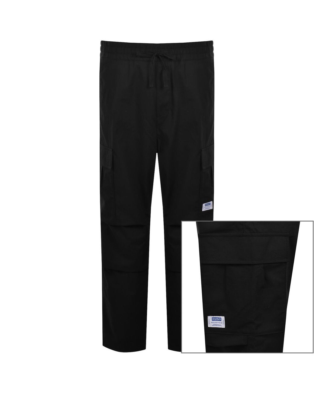 HUGO Black Gadic242 Relaxed Fit Cargo Trousers Blac for men