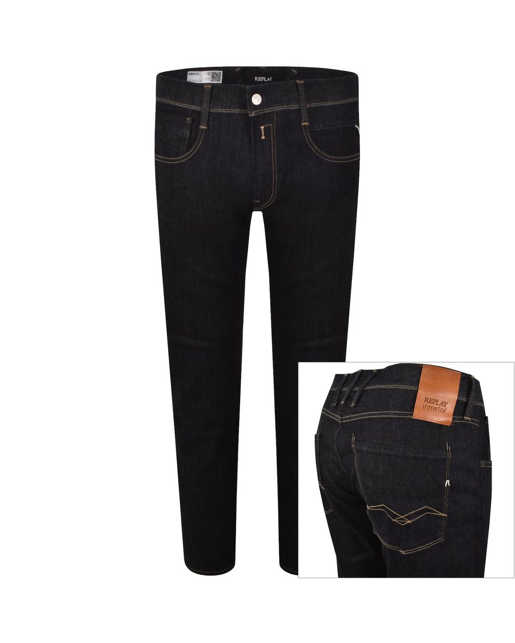 Replay Black Anbass Slim Fit Jeans Dark Wash for men