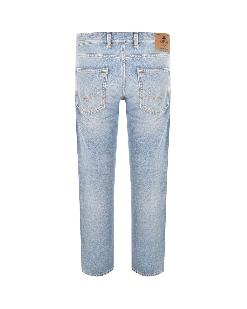 Replay Blue Grover Straight Fit Light Wash Jeans for men
