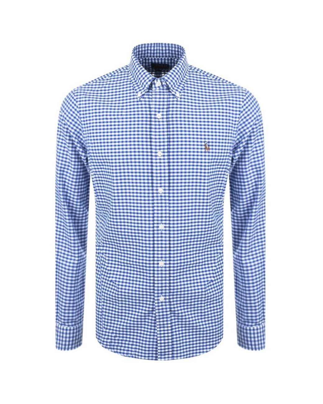Ralph Lauren Blue Gingham Long Sleeve Shirt for men