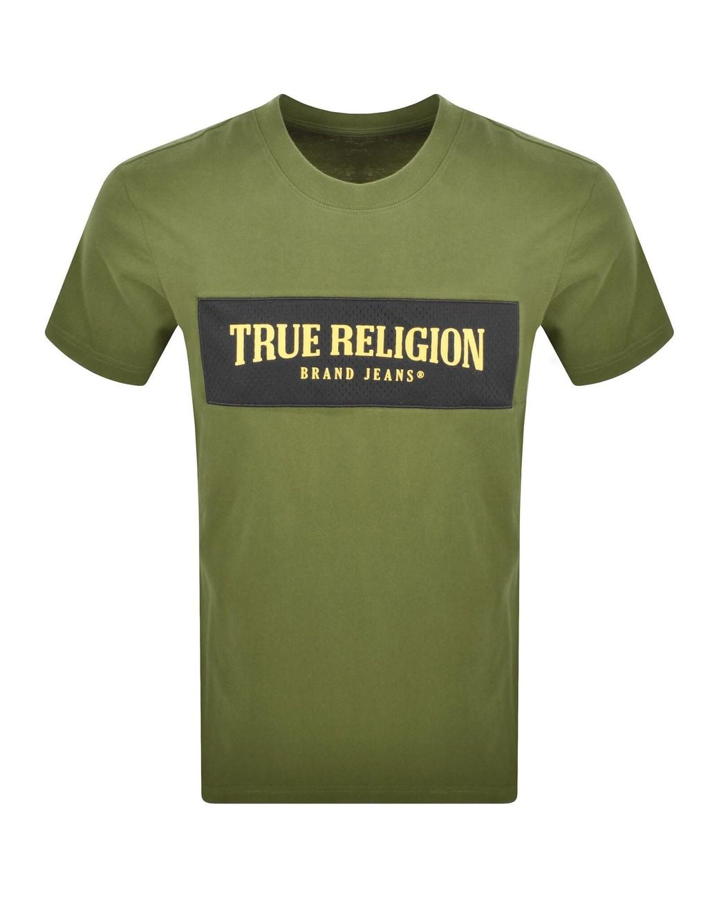 True Religion Green Mesh Box Logo T Shirt Chive for men