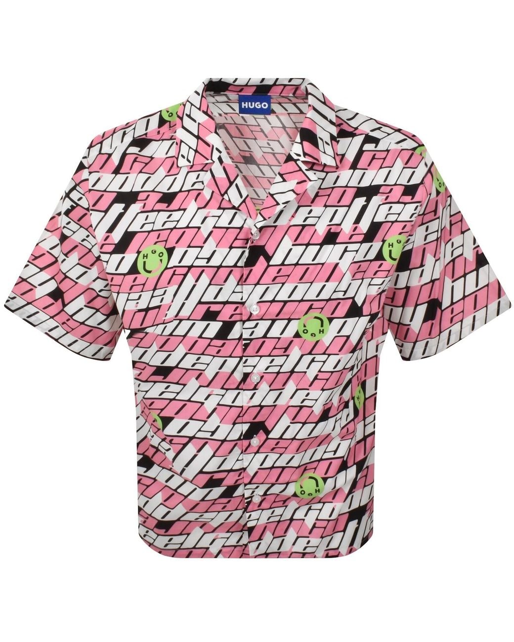 HUGO Pink Eligino Short Sleeve Shirt for men