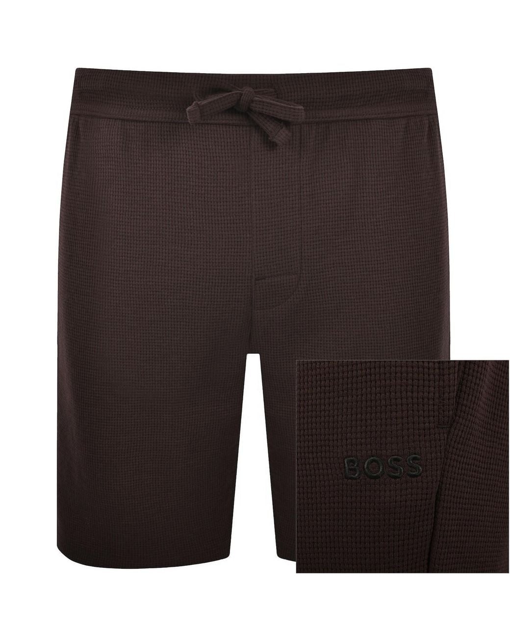 BOSS BUSINESS Brown Boss Waffle Shorts for men