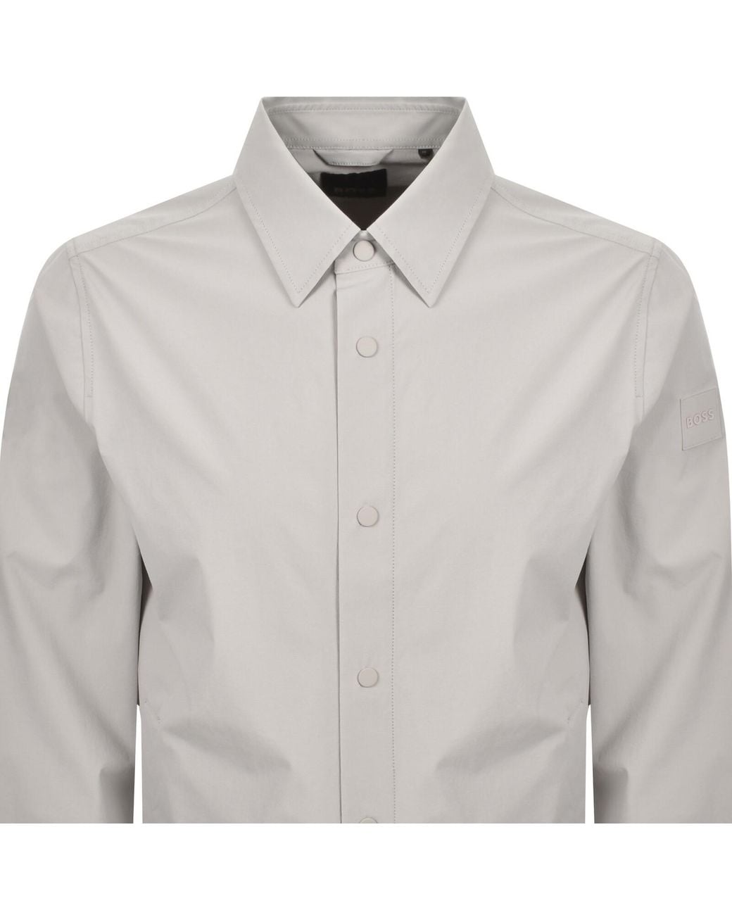 Boss Gray Boss Leldon Long Sleeved Overshirt for men