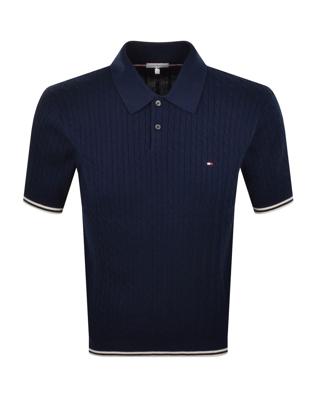Tommy Hilfiger Blue Cable Knit Polo for men
