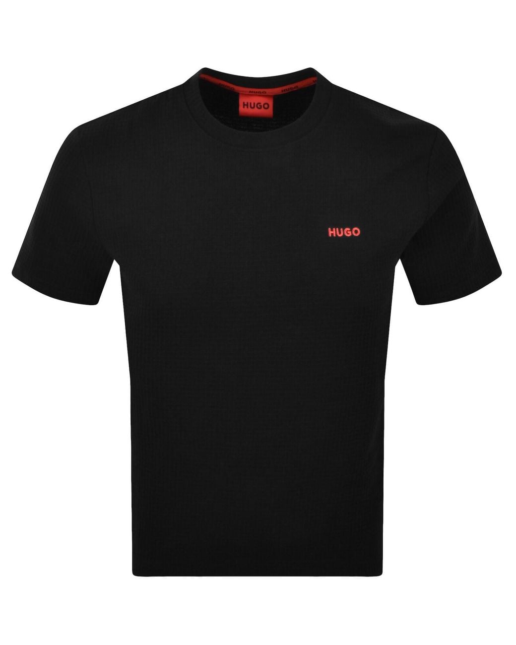 HUGO Black Austin Waffle T Shirt for men
