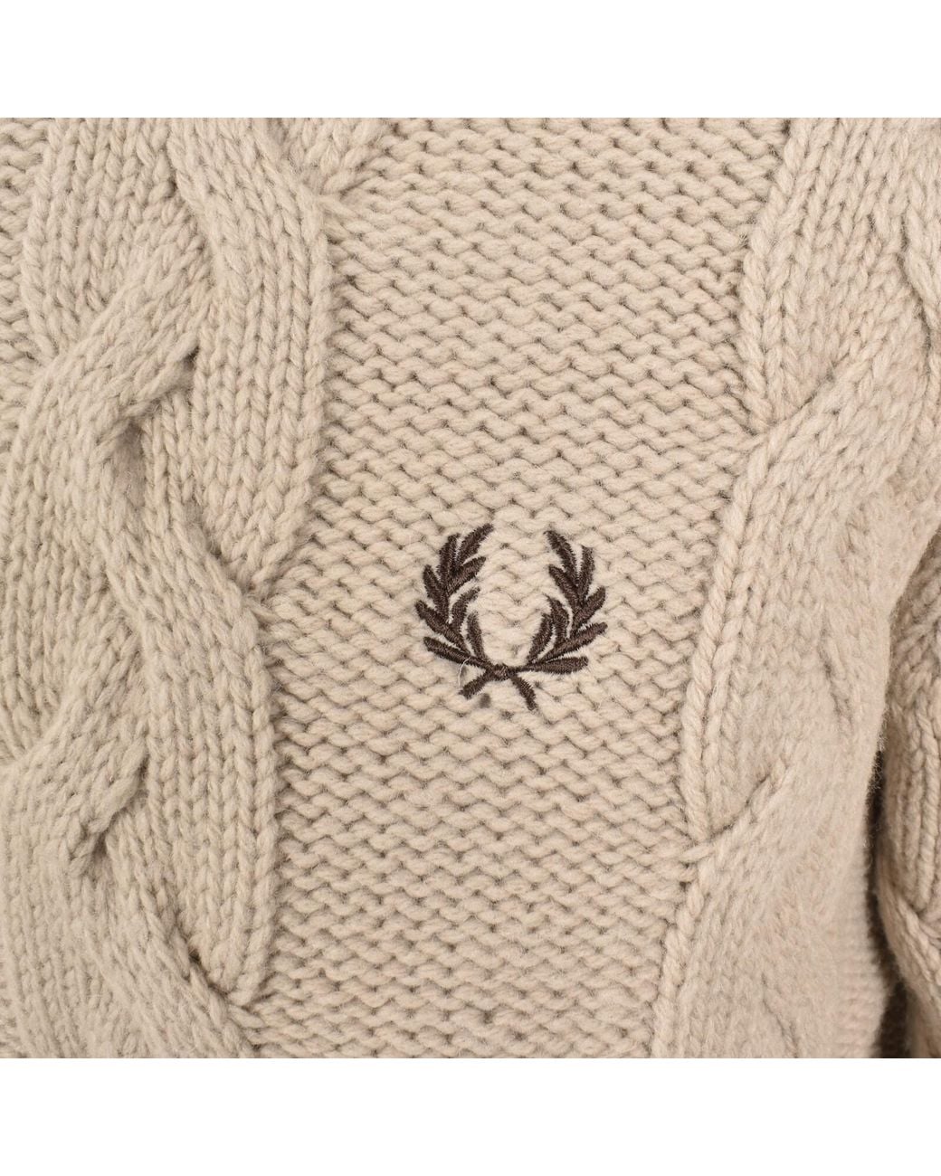 Fred Perry Natural Chunky Cable Knit Jumper Warm Oat for men