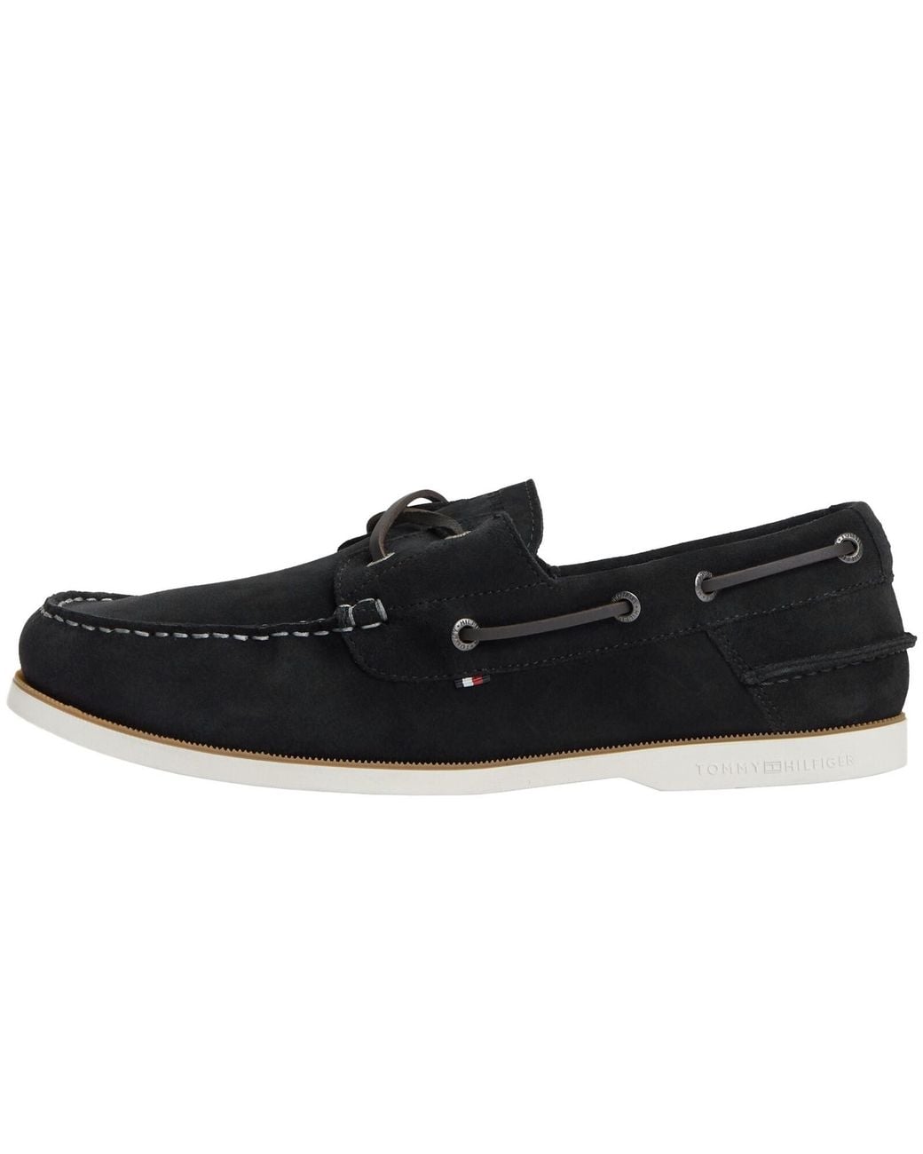 Tommy Hilfiger Black Core Suede Boat Shoes for men