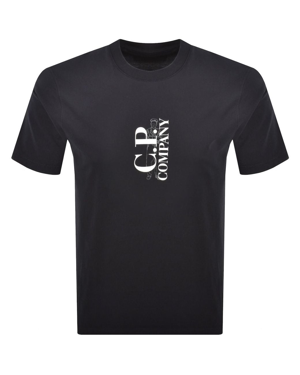 C P Company Blue Cp Company Vertical Logo T Shirt for men
