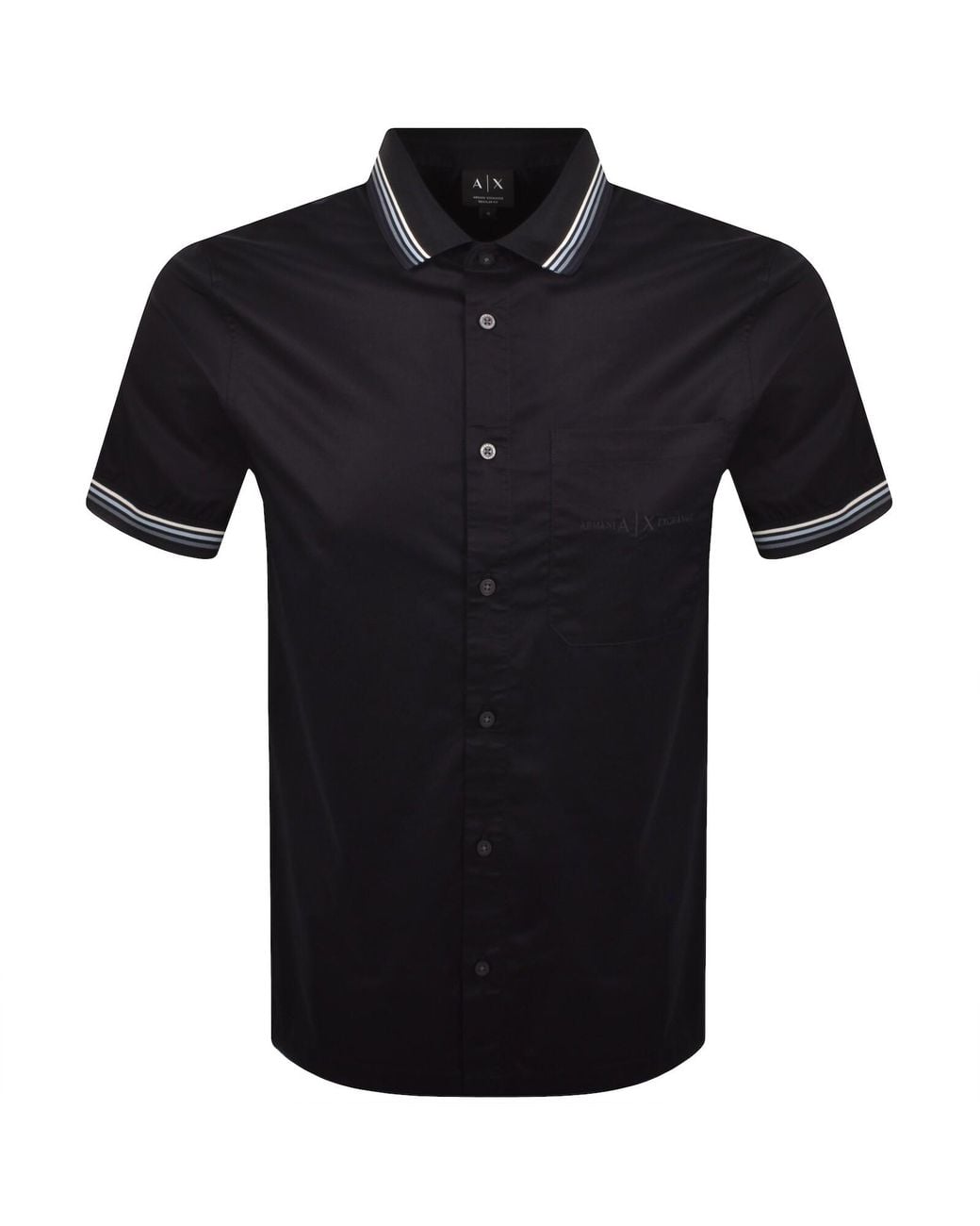 ARMANI EXCHANGE Black Ribbed Cuff Shirt Deep for men