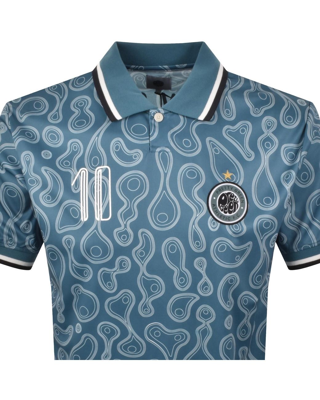 Pretty Green Blue Outro Football Polo T Shirt for men