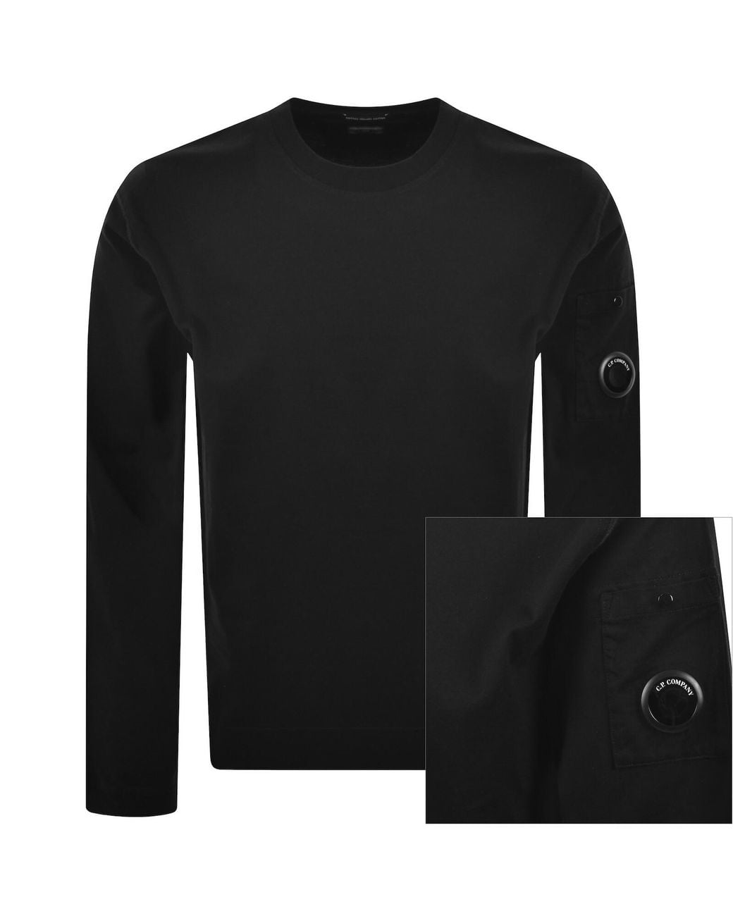 C P Company Black Cp Company Long Sleeve Lens T Shirt for men