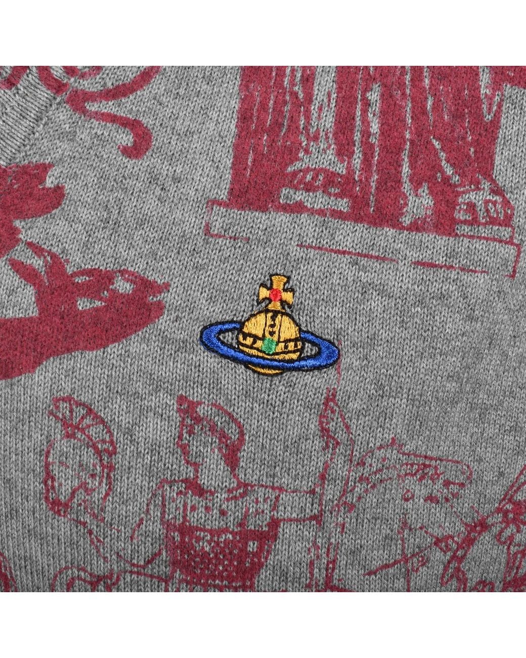 Vivienne Westwood Gray Julian V Neck Jumper for men