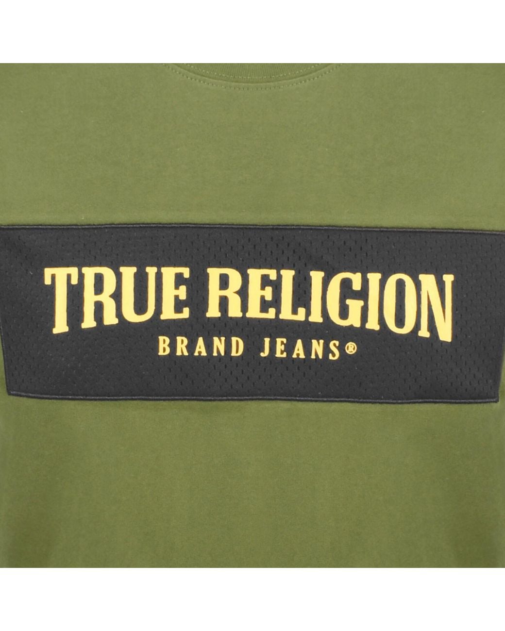 True Religion Green Mesh Box Logo T Shirt Chive for men