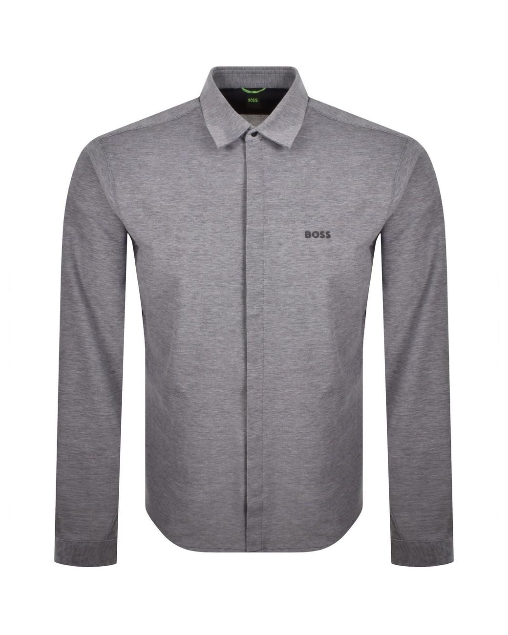 Boss Gray Boss Long Sleeved Dymova Shirt Dark for men