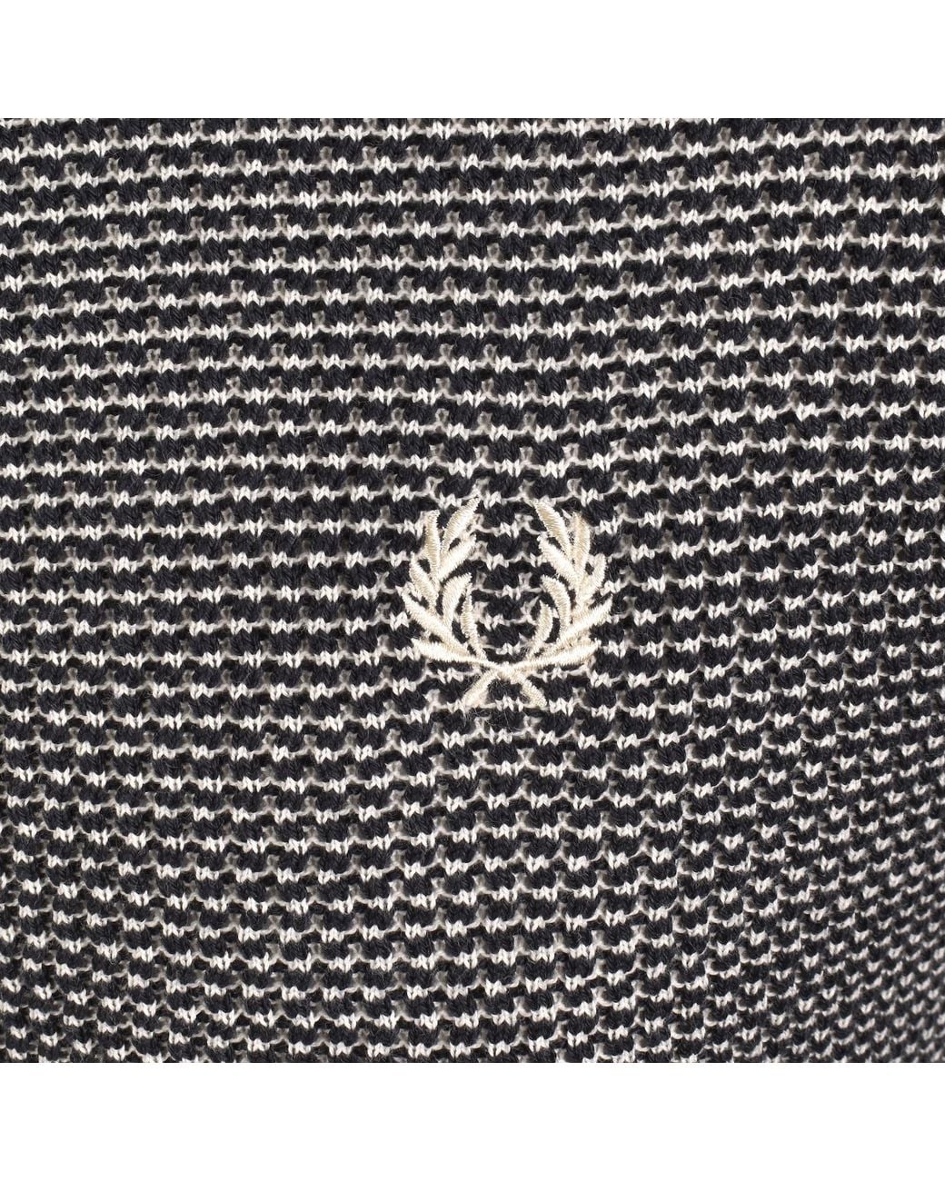 Fred Perry Gray Textured Zip Knit Polo for men