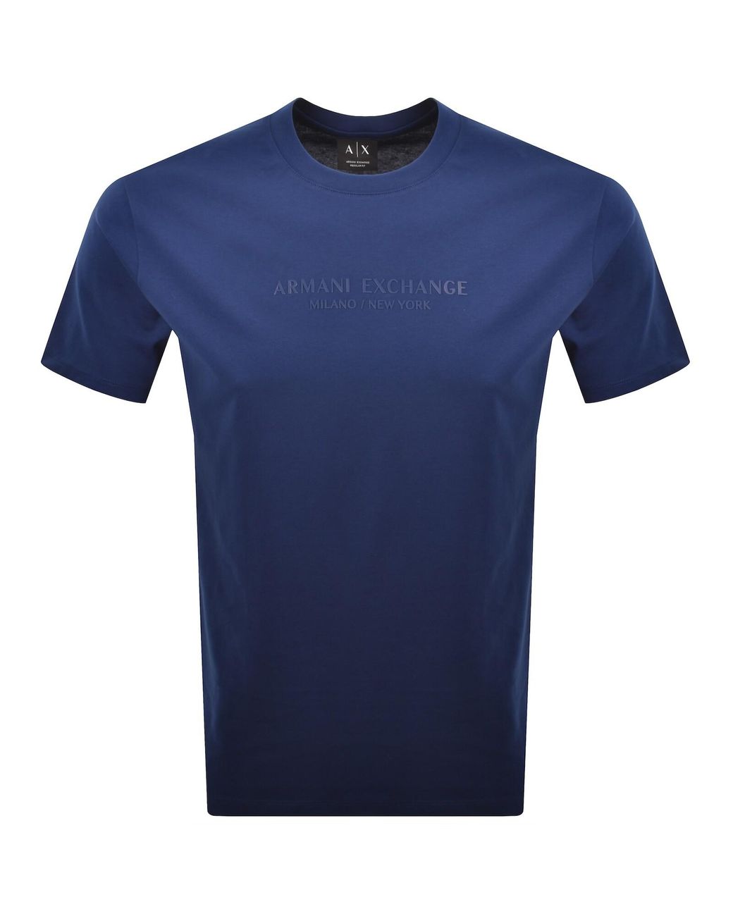 ARMANI EXCHANGE Blue Regular Fit Logo T Shirt for men
