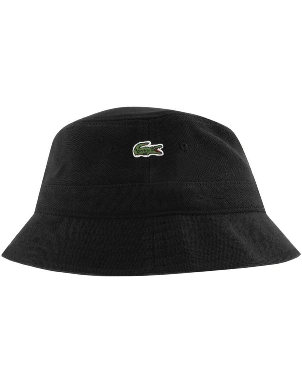Lacoste Cotton Logo Bucket Hat in Black 