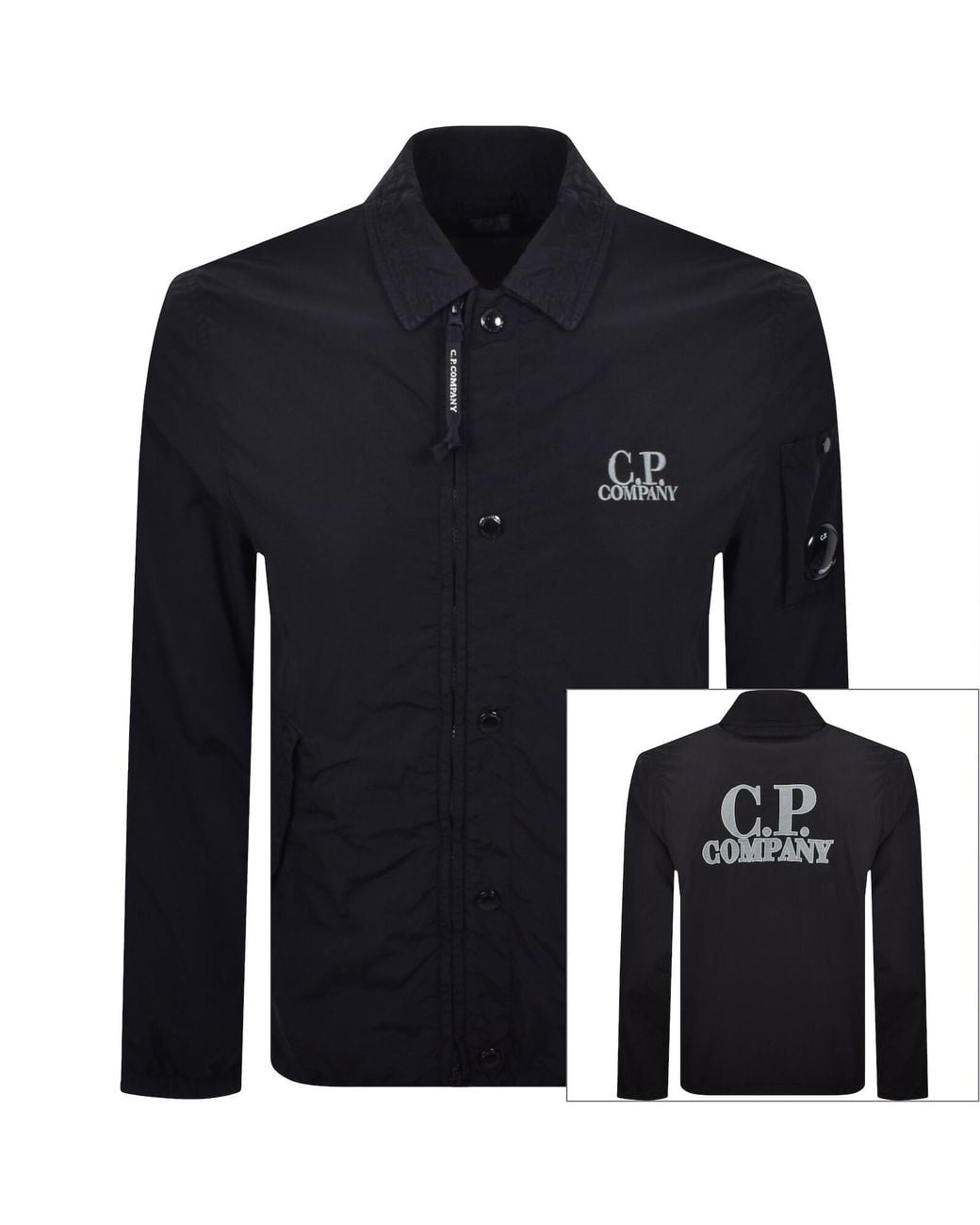 C P Company Blue Cp Company Zipped Lens Overshirt Eclipse for men