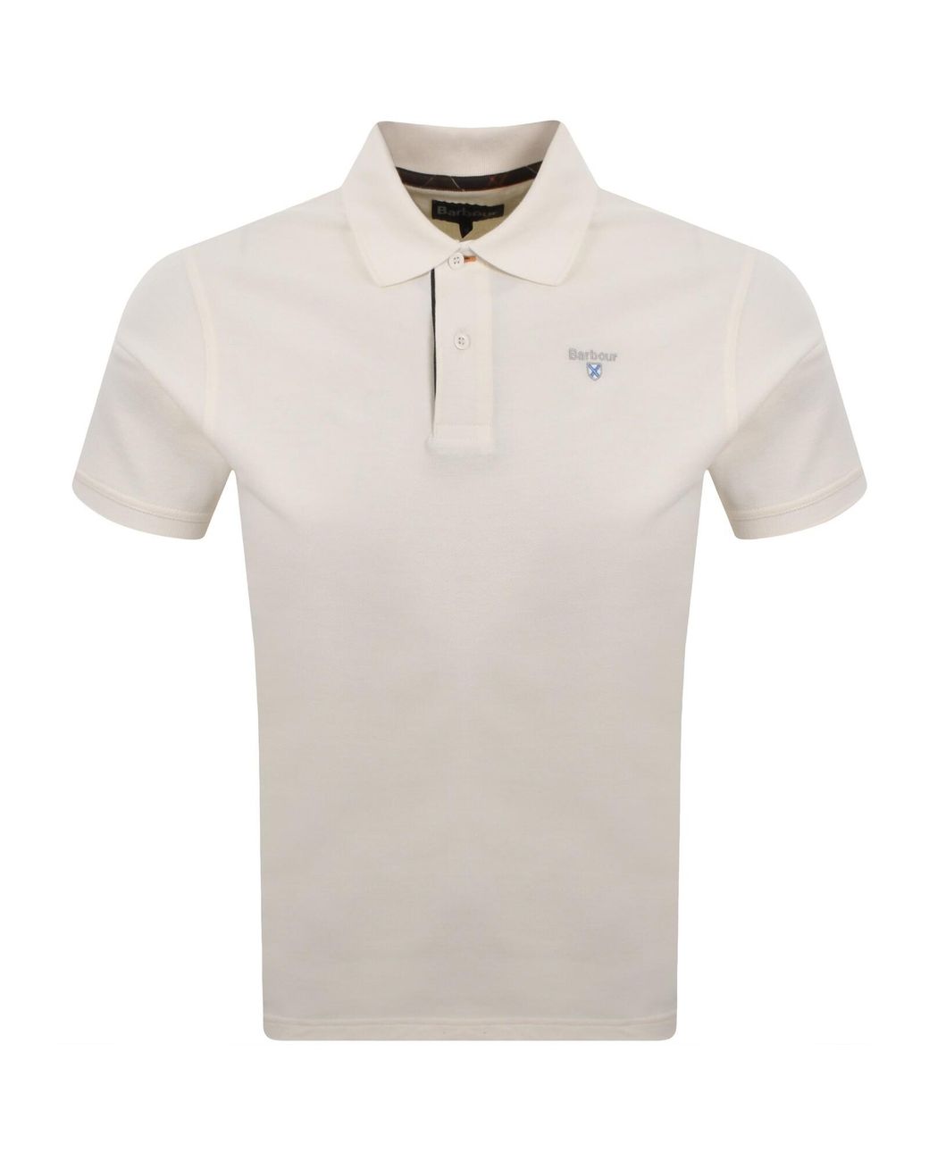 Barbour White Tartan Pique Polo T Shirt for men