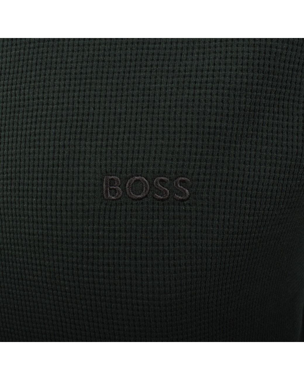 BOSS BUSINESS Black Boss Waffle T Shirt for men