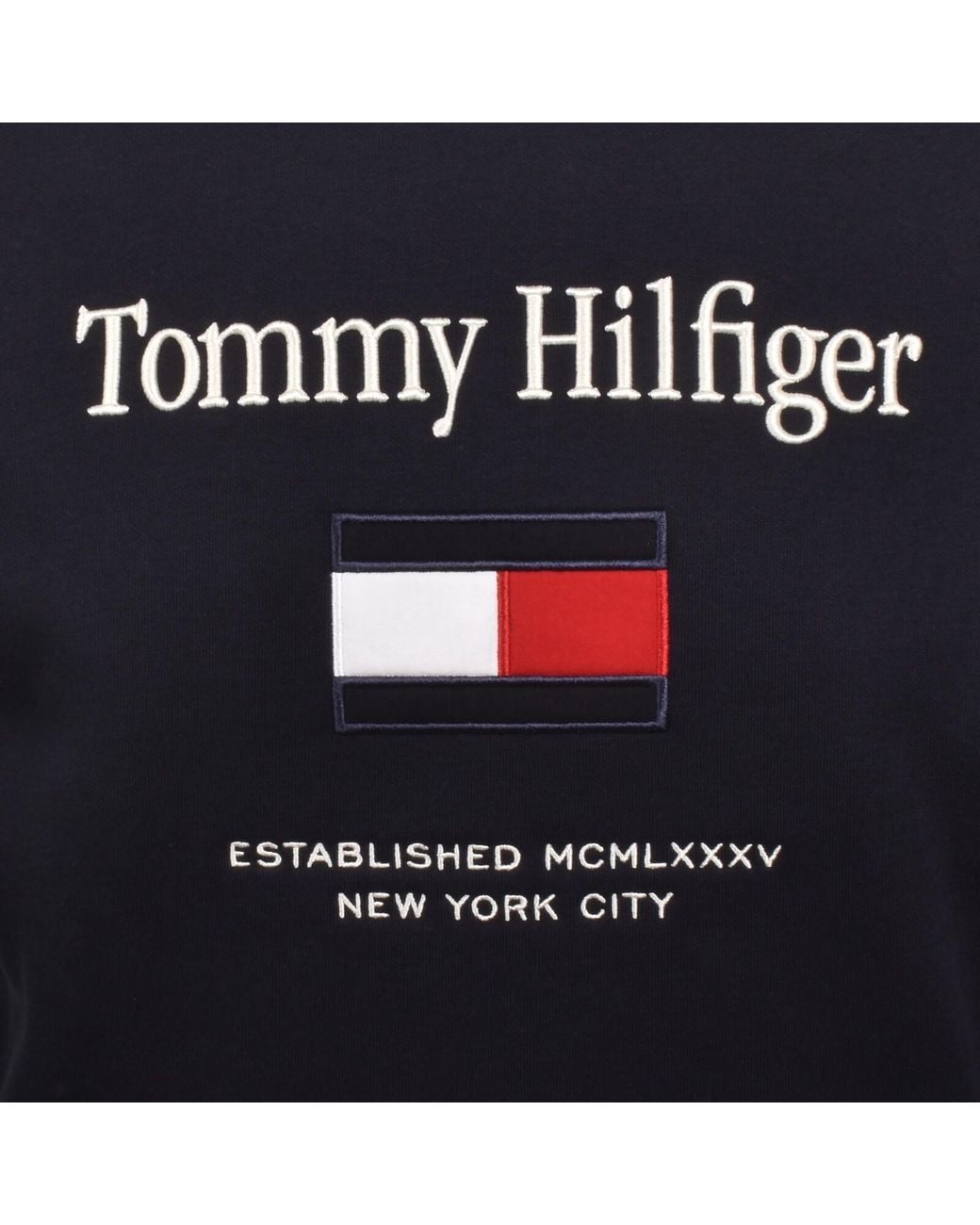 Tommy Hilfiger Black Embroidered Flag Hoodie for men