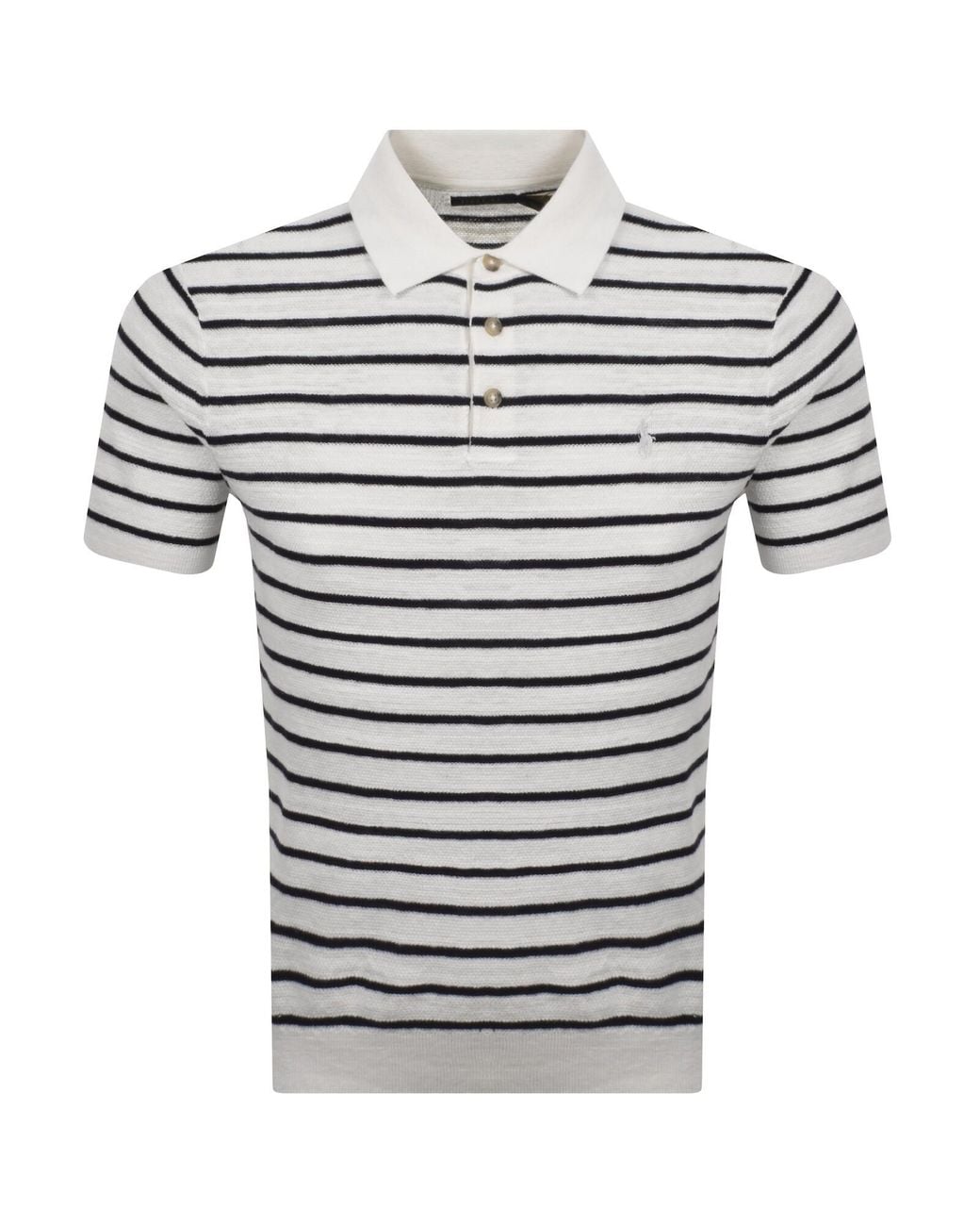 Ralph Lauren Gray Stripe Knit Polo T Shirt for men