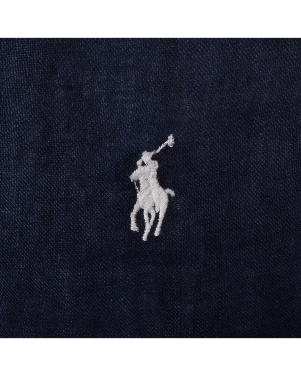 Ralph Lauren Blue Linen Long Sleeve Shirt for men