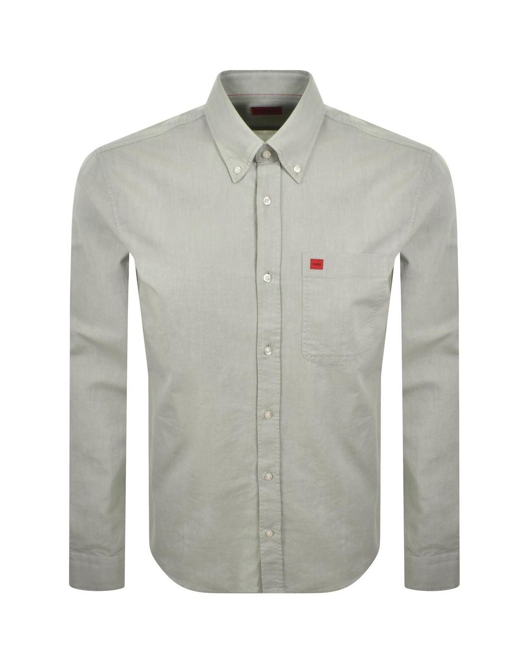 HUGO Gray Long Sleeved Evito Shirt Light for men