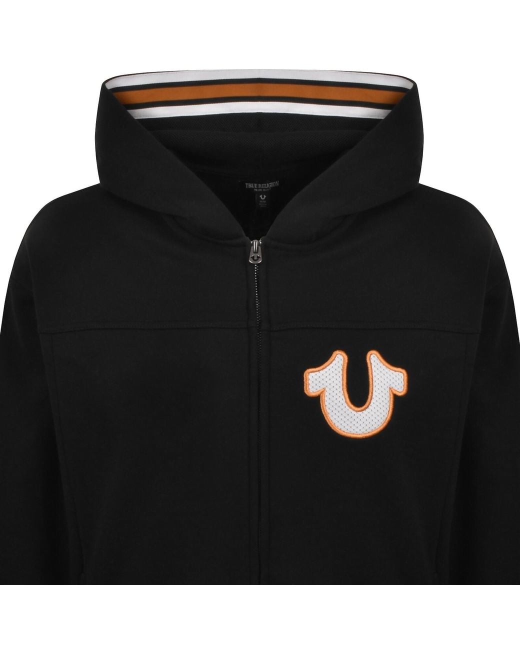 True Religion Black Applique Full Zip Hoodie for men