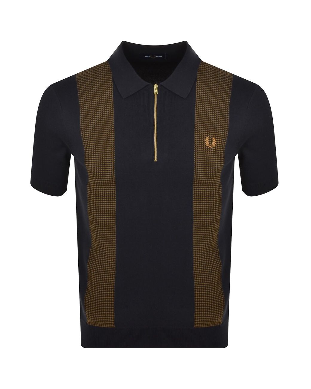 Fred Perry Black Panel Detail Knit Polo Shirt for men